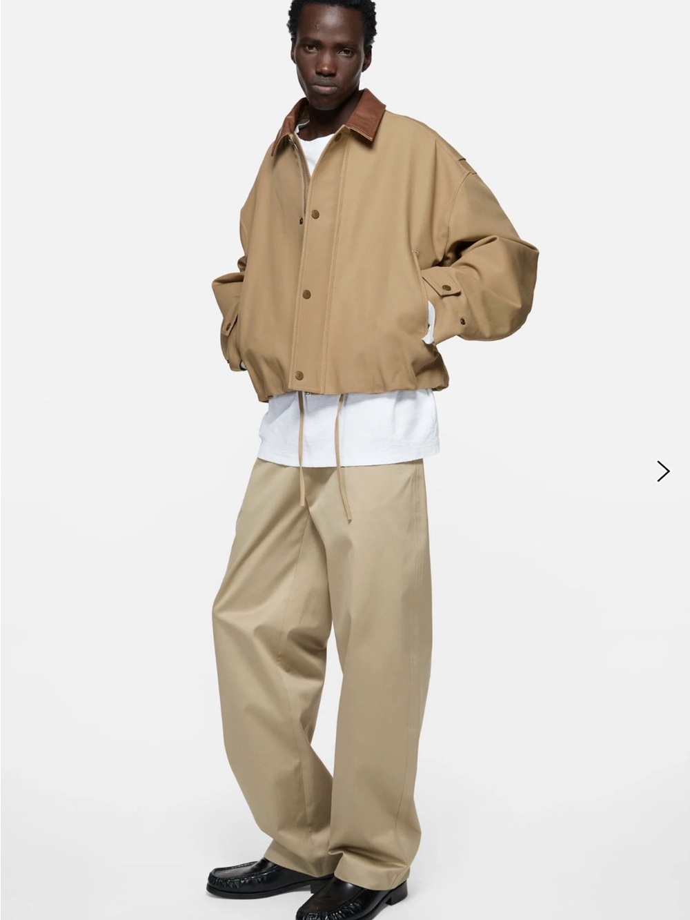 Acne studios Oversized Tan Twil Jacket with Brown Collar